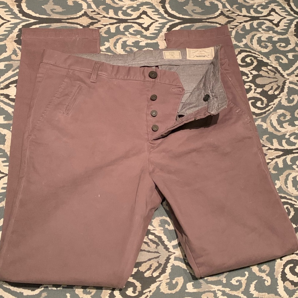 All Saints Button Fly Skinny Fit Chinos Brown